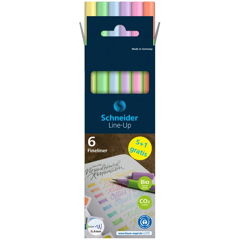 Набор капиллярных ручек Schneider "Line-Up Pastel" 06цв., 0,4мм, Набор капиллярных ручек Schneider "Line-Up Pastel" 06цв., 0,4мм,