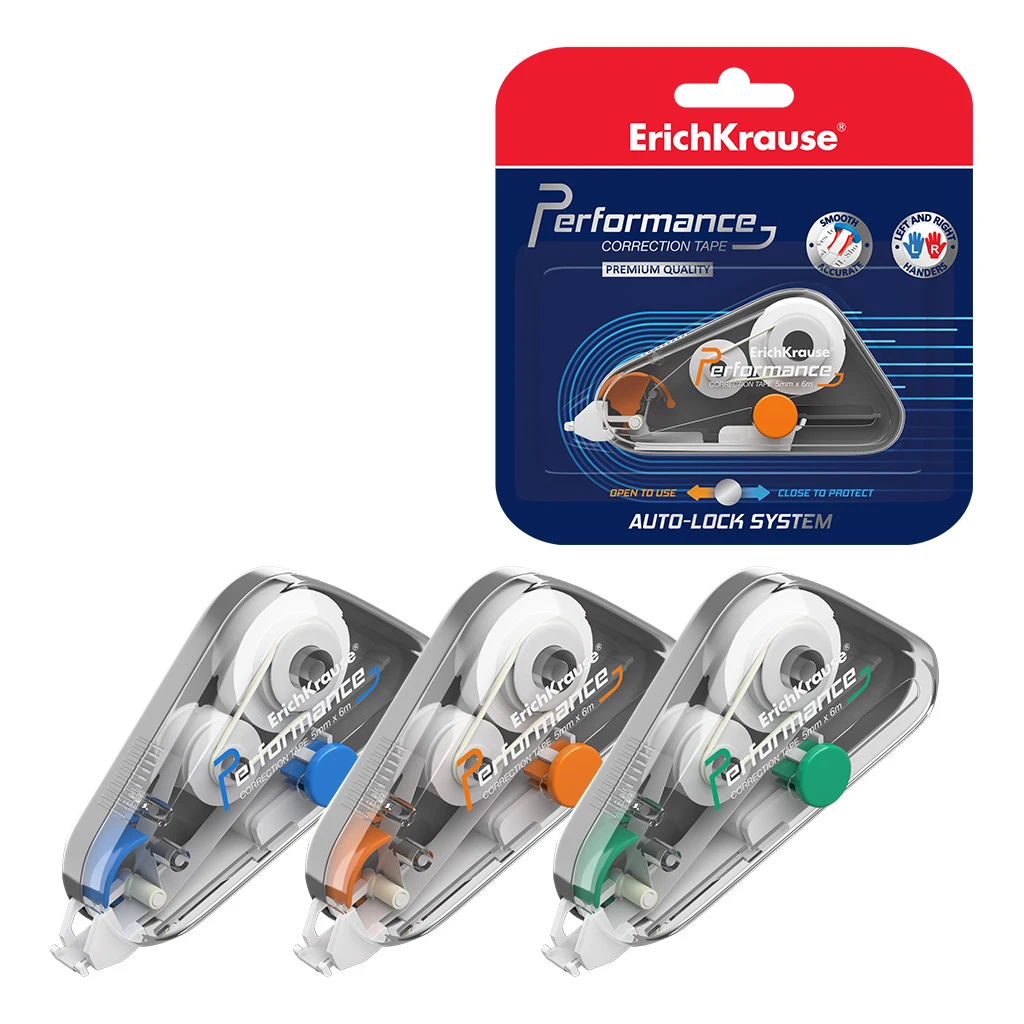 Корректирующая лента ErichKrause® Performance с фиксацией аппликатора auto-lock,