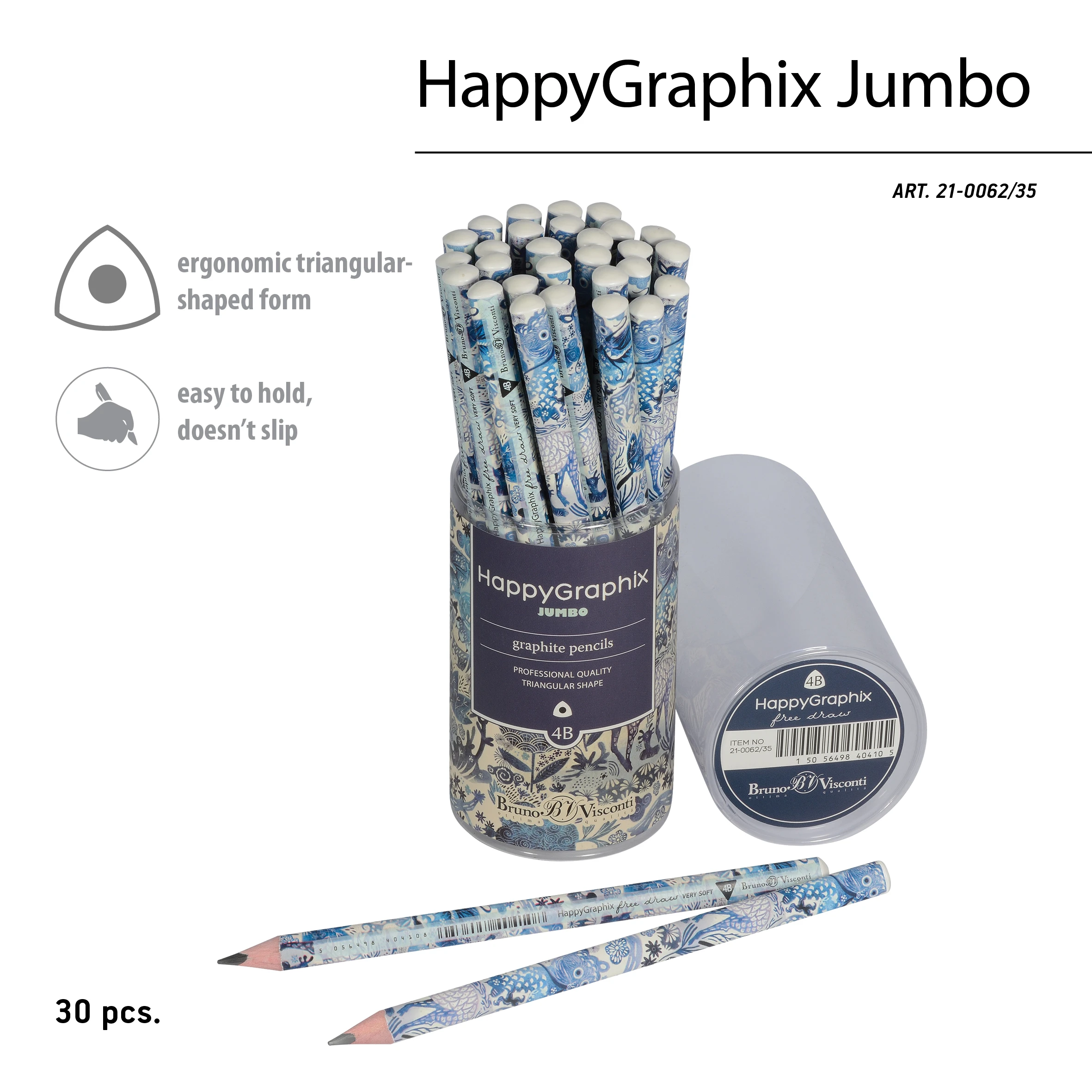 КАРАНДАШ ЧЕРНОГРАФИТОВЫЙ "HappyGraphix Jumbo. Сказочный мотив" 4В, 3.5 КАРАНДАШ ЧЕРНОГРАФИТОВЫЙ "HappyGraphix Jumbo. Сказочный мотив" 4В, 3.5
