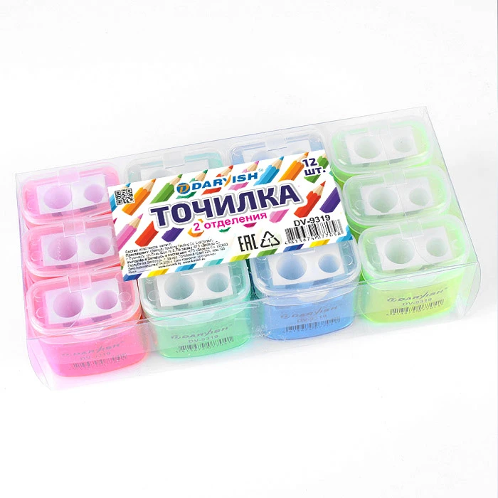 Точилка пластиковая "Darvish" 2 отдел. с контейнером (прямоугольная) Точилка пластиковая "Darvish" 2 отдел. с контейнером (прямоугольная)