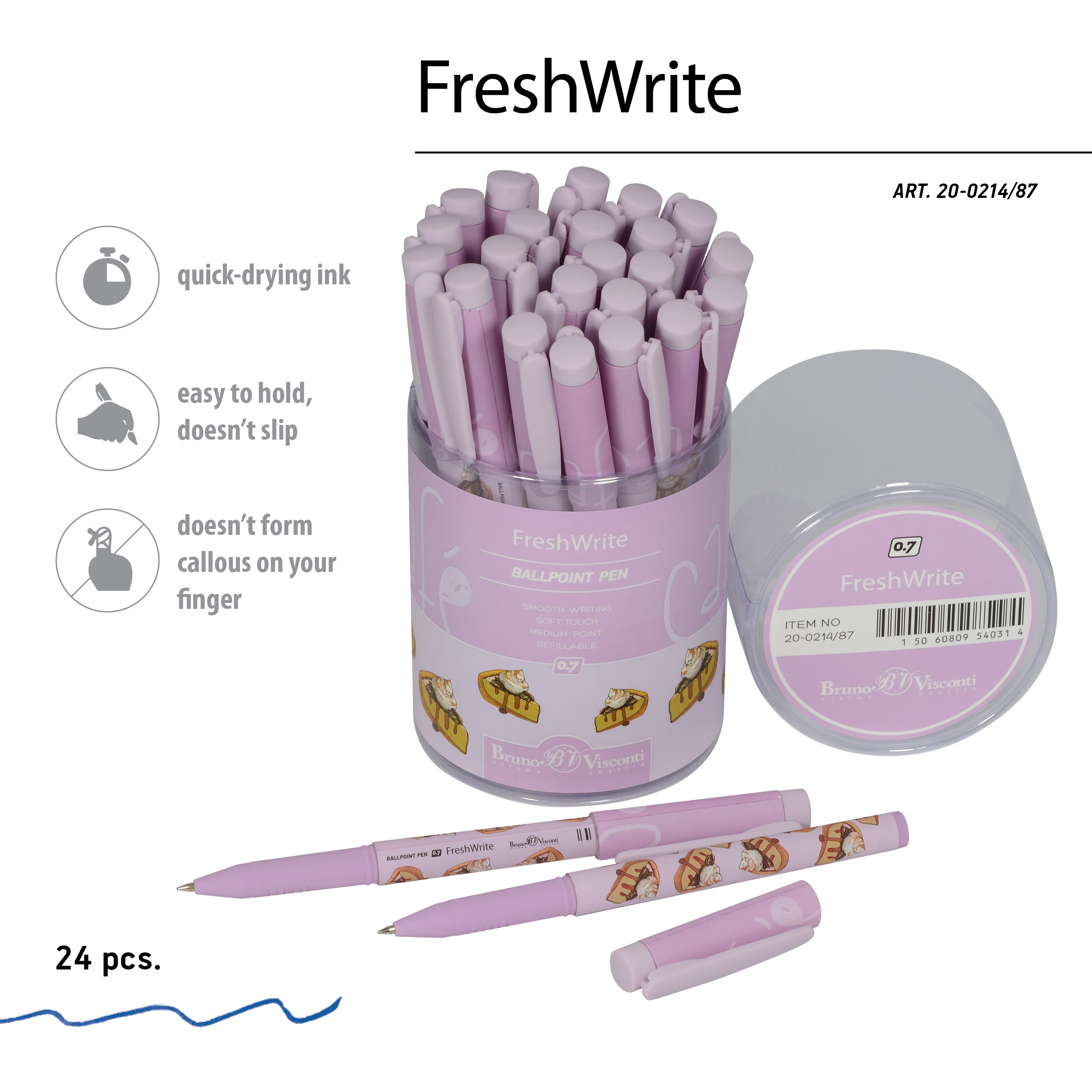 РУЧКА "FreshWrite. Кофемания. Чизкейк" ШАРИКОВАЯ 0.7 ММ, СИНЯЯ РУЧКА "FreshWrite. Кофемания. Чизкейк" ШАРИКОВАЯ 0.7 ММ, СИНЯЯ