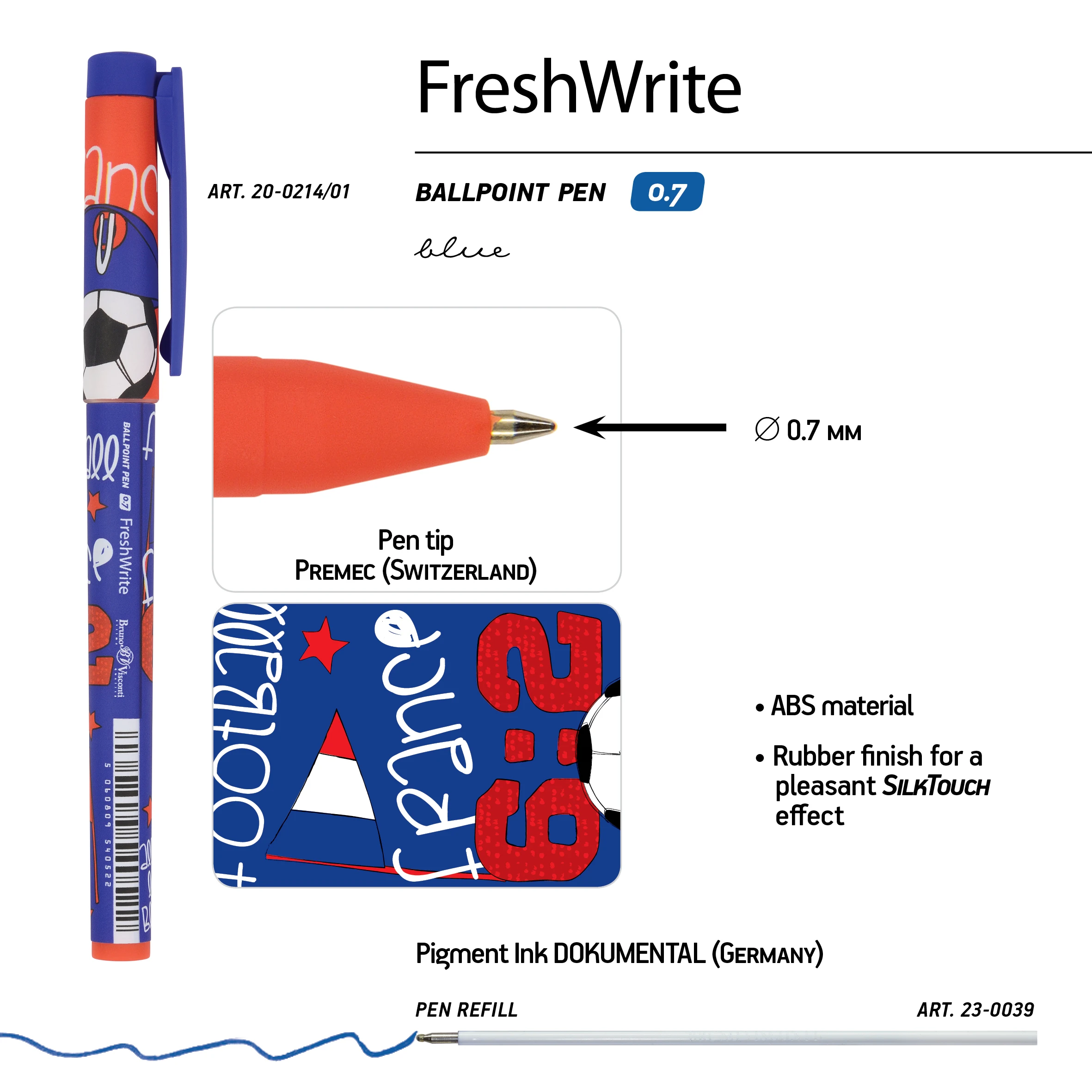 РУЧКА "FreshWrite. Футбол. Чемпионы. Франция", ШАРИКОВАЯ 0.7 ММ, СИНЯЯ РУЧКА "FreshWrite. Футбол. Чемпионы. Франция", ШАРИКОВАЯ 0.7 ММ, СИНЯЯ