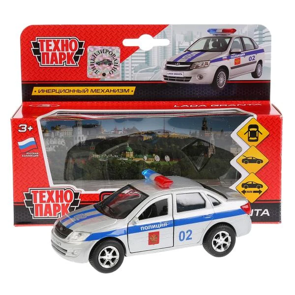 Машина металл LADA granta ПОЛИЦИЯ, 12 см., дв, баг., инерция, Технопарк