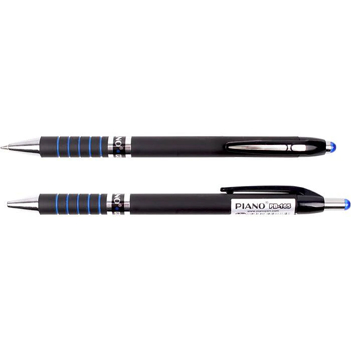 Ручка автоматическая син. "Piano" корпус прорезиненный черный с синими