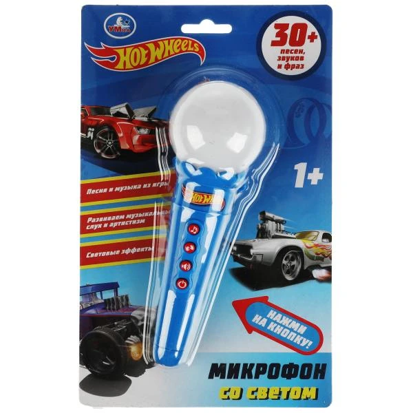 Микрофон Со светом ХОТ ВИЛС 30 песен,фраз,звуков. блистер, бат. Умка