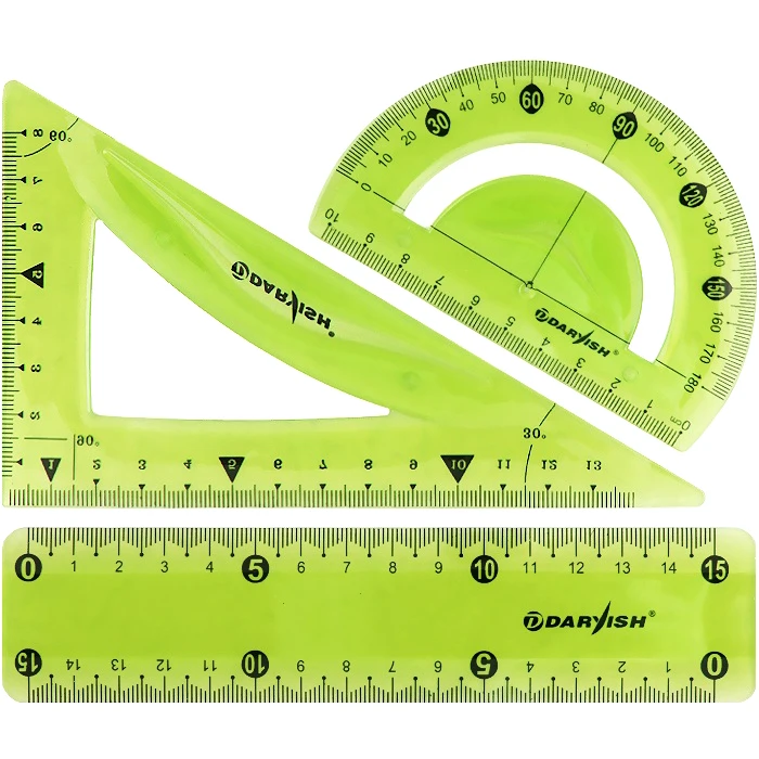 Набор геометрический "Darvish" 3 предмета мягкий пластик (линейка 15 Набор геометрический "Darvish" 3 предмета мягкий пластик (линейка 15