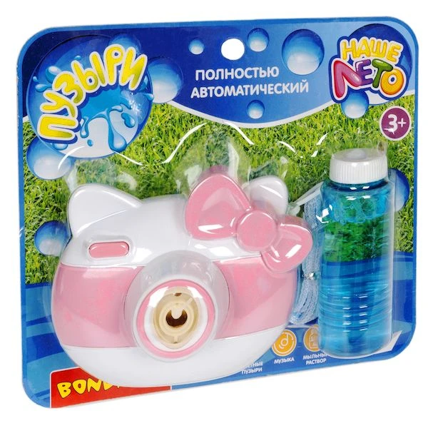 Пистолет Bondibon "Наше Лето" на батар.с мыльными пузырями 100 мл,