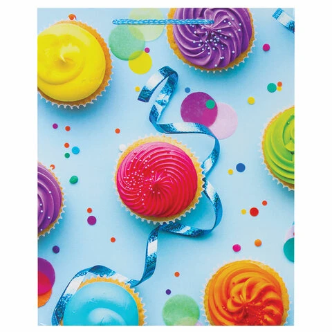 Пакет подарочный 26x12,7x32,4 см, ЗОЛОТАЯ СКАЗКА "Кексики",