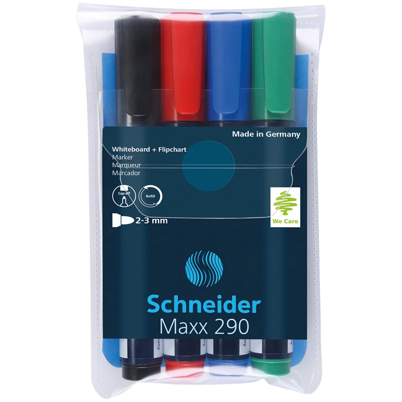 Набор маркеров для белых досок и флипчартов Schneider "Maxx 290" 4цв.,