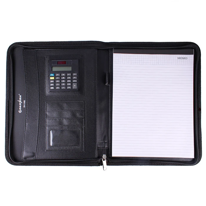 Папка бизнес-органайзер к/з 33х25см +калькулятор+блок А4, чёрного цвета Папка бизнес-органайзер к/з 33х25см +калькулятор+блок А4, чёрного цвета