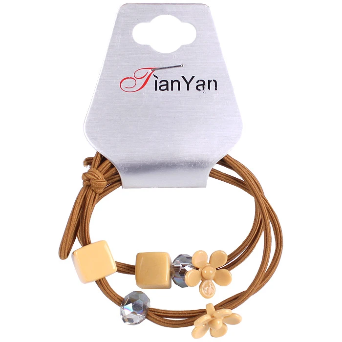 Резинки для волос с декором "Кубик,цветочек,бусинка" в наборе 2шт,