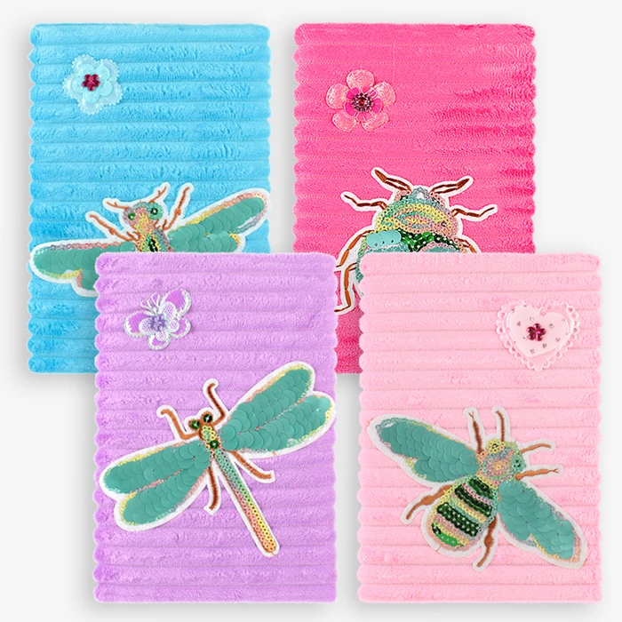 Блокнот 12*18,8см 60л "меховой" с рисунком из пайеток