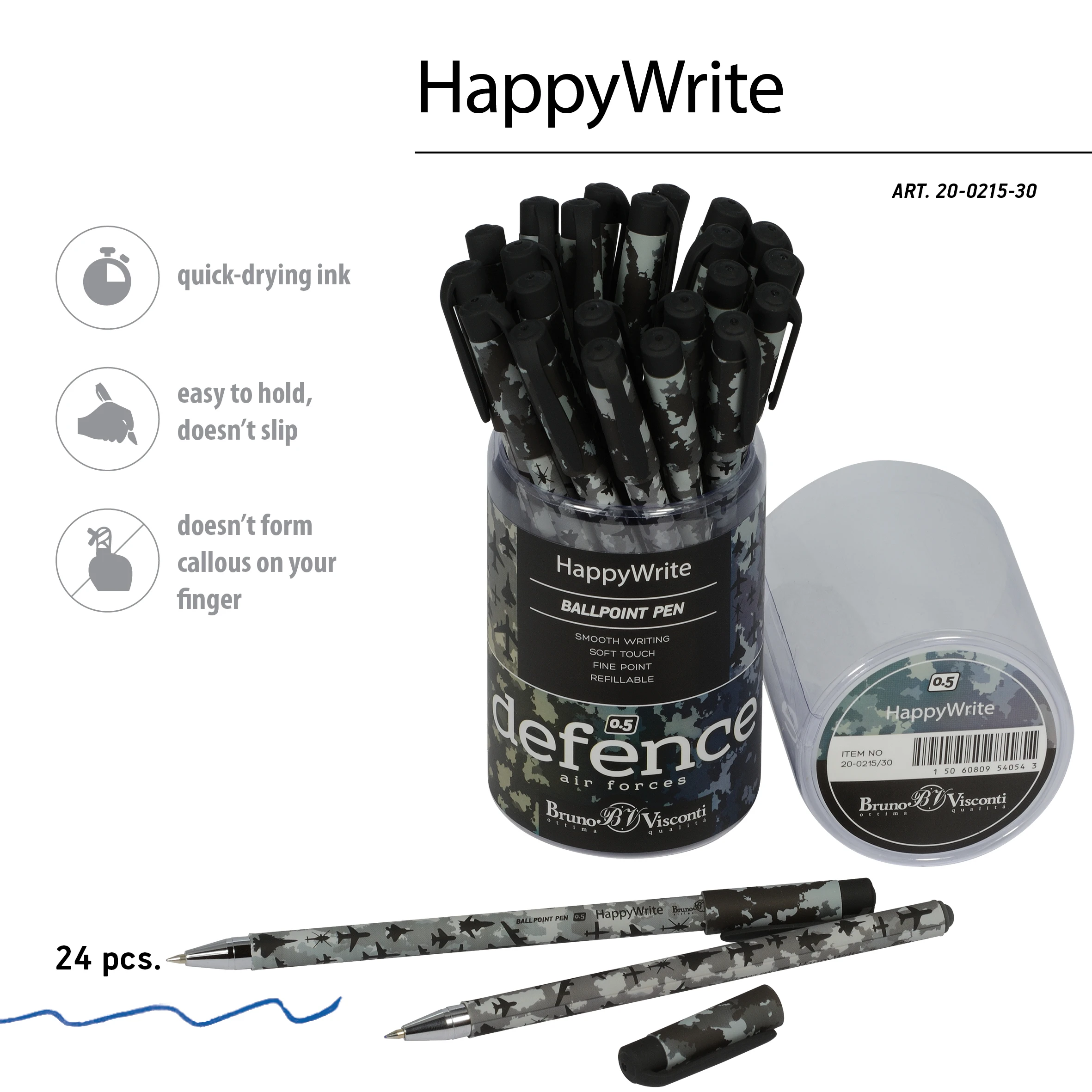 РУЧКА "HappyWrite. Военный паттерн. Самолеты" 0.5 ММ, СИНЯЯ РУЧКА "HappyWrite. Военный паттерн. Самолеты" 0.5 ММ, СИНЯЯ