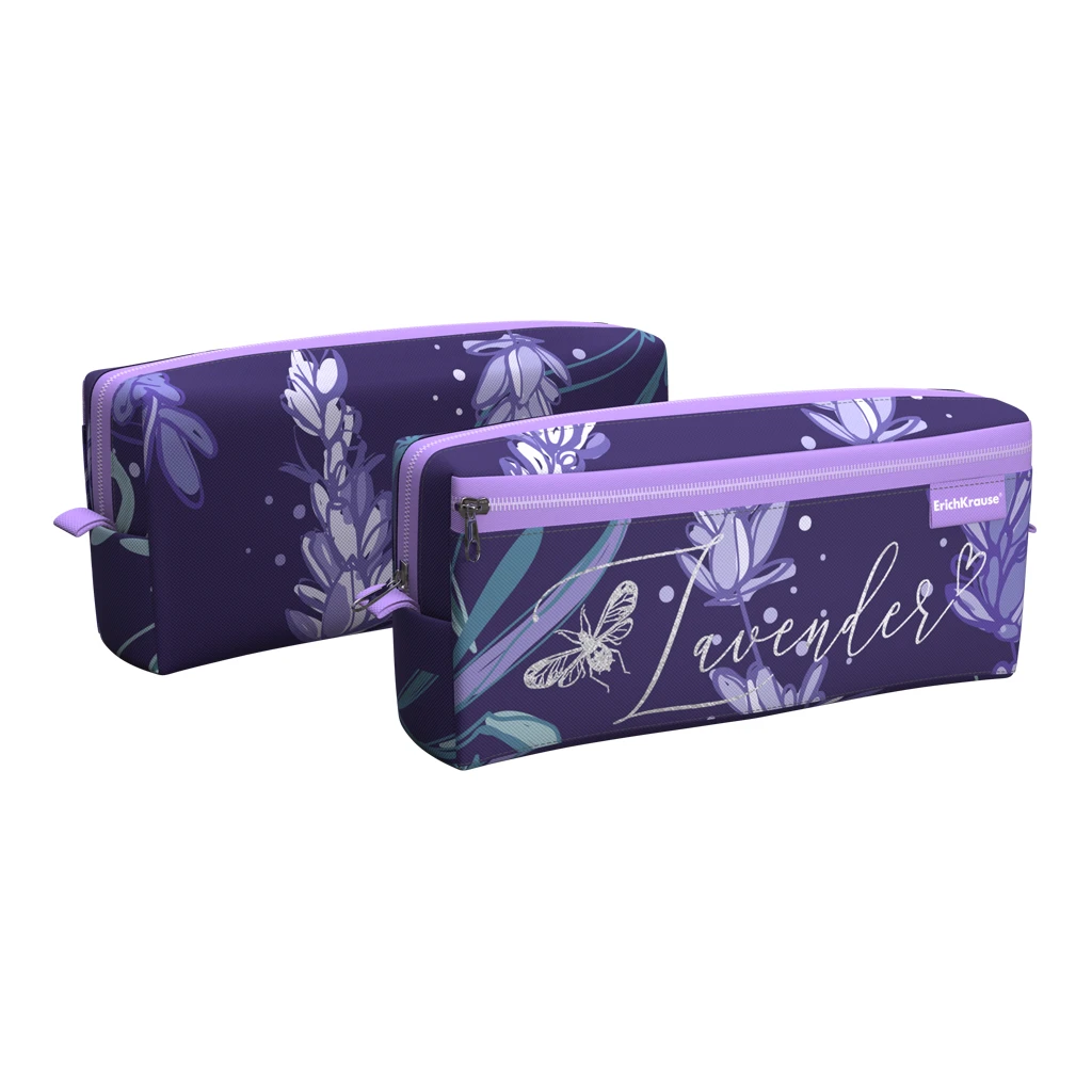 Пенал квадро с двумя отделениями ErichKrause® 210x100x50мм Lavender