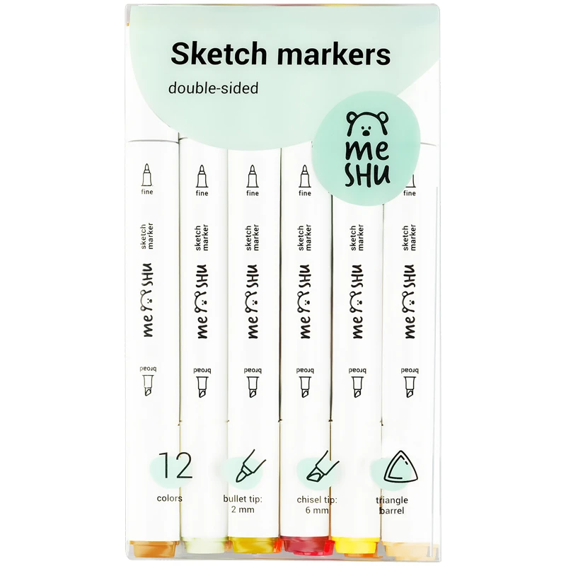 Набор маркеров для скетчинга MESHU, 12цв., цвета леса Набор маркеров для скетчинга MESHU, 12цв., цвета леса