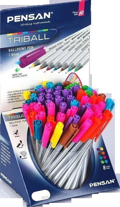 Ручка шариковая PENSAN TRIBALL MIX COLORED 1 мм треуг. корп. ассорти Ручка шариковая PENSAN TRIBALL MIX COLORED 1 мм треуг. корп. ассорти