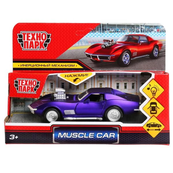 Машина металлическая свет-звук MUSCLE CAR длина 12 см, двери, инерц, ассорт,