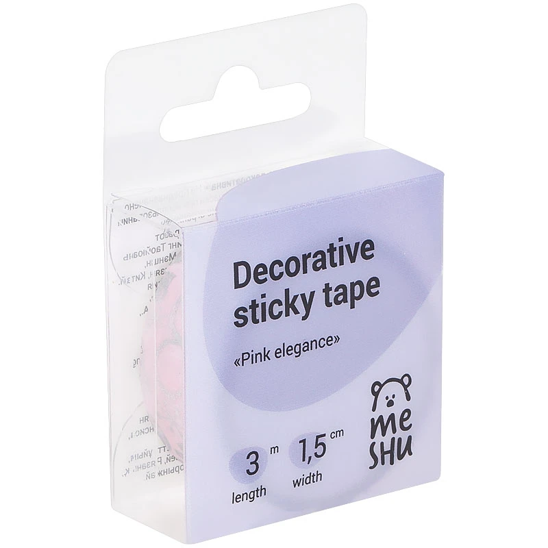 Клейкая лента декоративная MESHU "Pink elegance", 1,5 см*3м