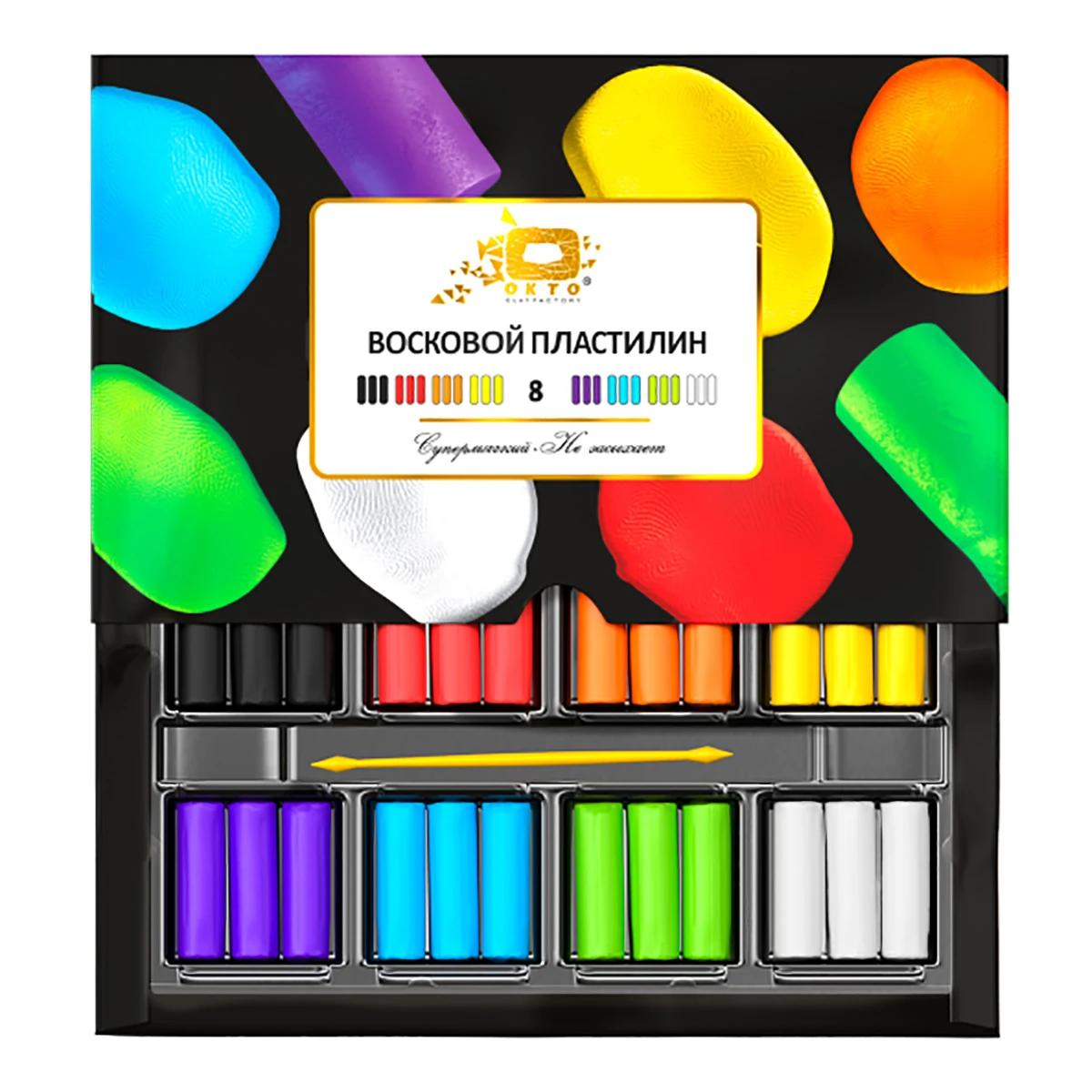 Арт.ФФ91009 Восковый пластилин OKTO 8 цветов Арт.ФФ91009 Восковый пластилин OKTO 8 цветов