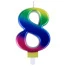 Свеча-цифра для торта "8" "Радужная", 9 см, ЗОЛОТАЯ СКАЗКА,