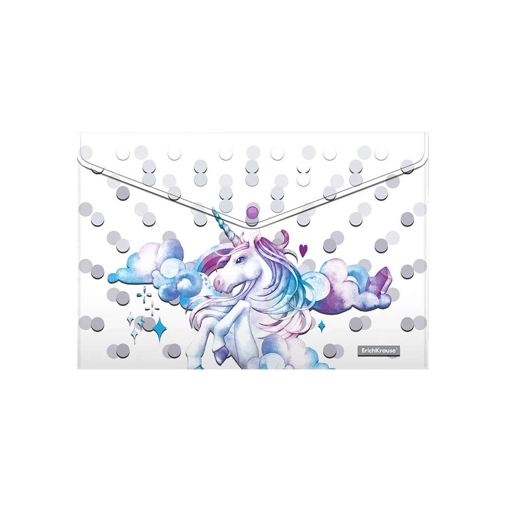 Папка-конверт на кнопке пластиковая ErichKrause® Dream Unicorn, A4 (в пакете по Папка-конверт на кнопке пластиковая ErichKrause® Dream Unicorn, A4 (в пакете по