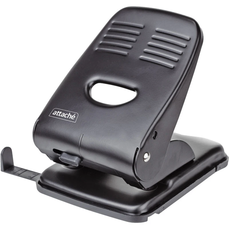 Дырокол Attache до 40 листов, с линейкой, цвет черный 969350