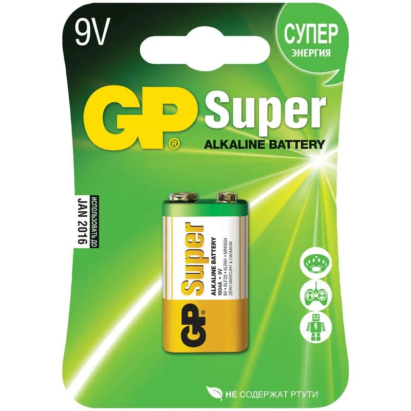 Батарейка MN1604 GP Super Alkaline 1604A BC1 КРОНА: 1604A BC1 штр.: Батарейка MN1604 GP Super Alkaline 1604A BC1 КРОНА: 1604A BC1 штр.: