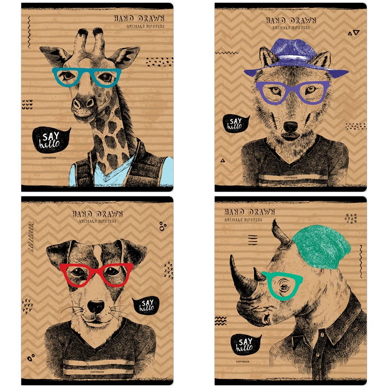 Тетрадь 48л., А5, клетка ArtSpace "Рисунки. Animals hipsters", эконом
