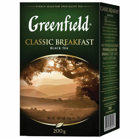Чай GREENFIELD (Гринфилд) "Classic Breakfast", черный, листовой, 200 Чай GREENFIELD (Гринфилд) "Classic Breakfast", черный, листовой, 200