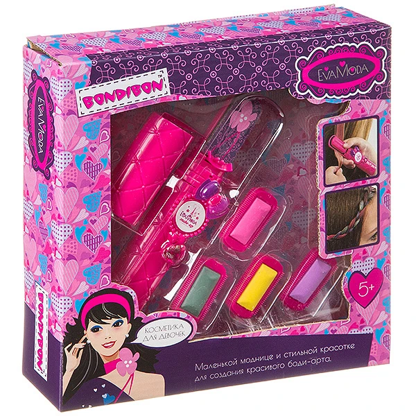 Набор детской декор. косметики Bondibon Eva Moda, BOX 22*22*5,3 см; щипцы с