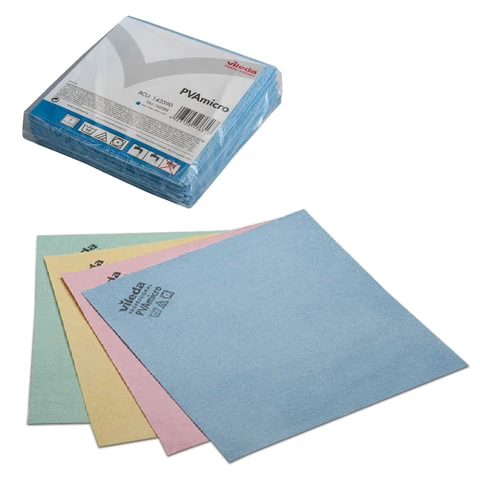 Салфетки VILEDA "ПВАмикро", КОМПЛЕКТ 5 шт., искусственная замша,