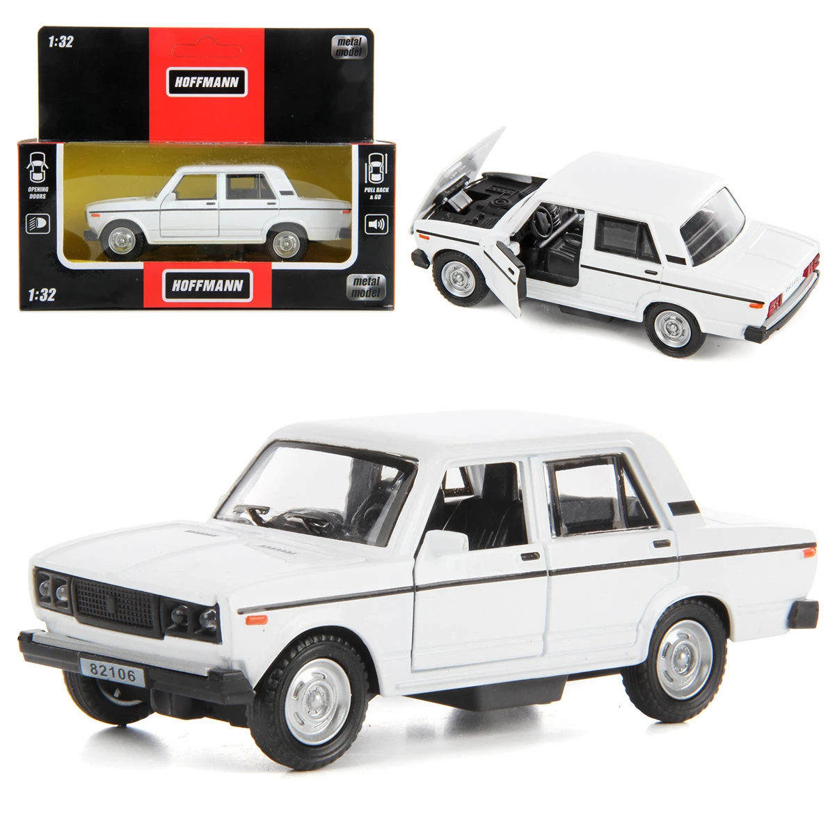 Машина металлическая РОССИЙСКИЙ АВТОПРОМ-6W 1:32, звук/свет, двери и капот