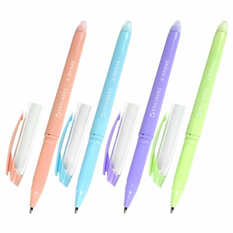 Ручка стираемая гелевая с грипом BRAUBERG X-ERASE PASTEL, СИНЯЯ, узел 0,7 мм,