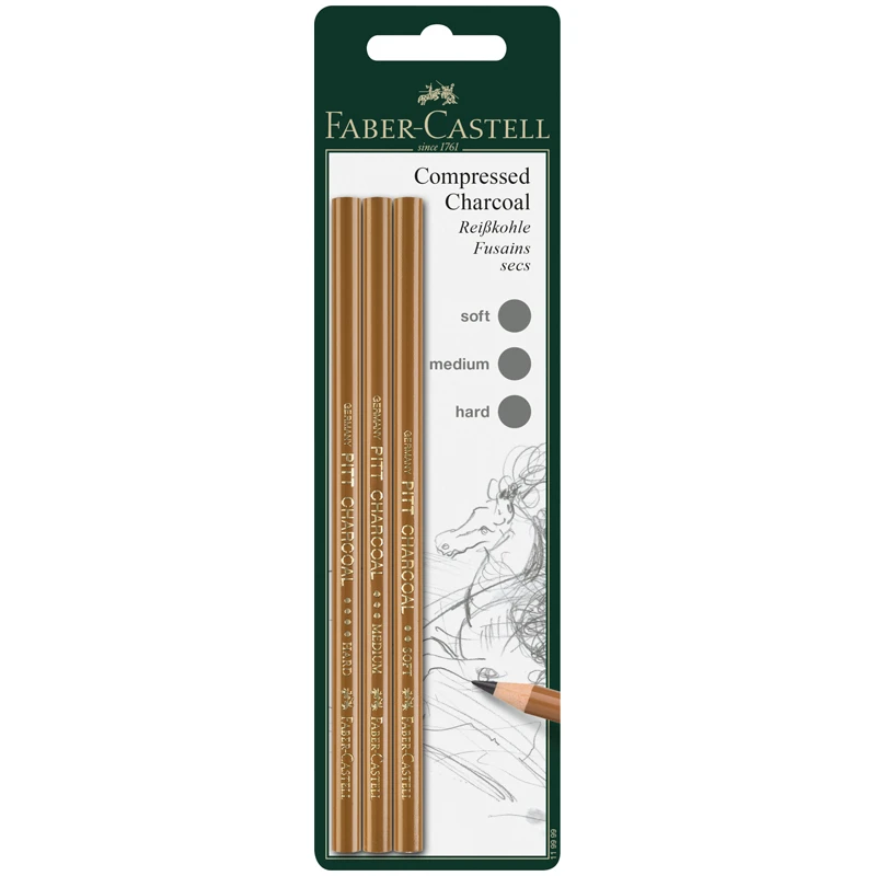 Набор угольных карандашей Faber-Castell "Pitt", 3шт., Набор угольных карандашей Faber-Castell "Pitt", 3шт.,