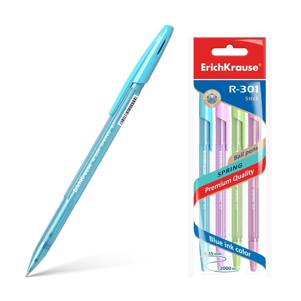 Ручка шариковая ErichKrause® R-301 Spring Stick 0.7, цвет чернил синий (в пакете Ручка шариковая ErichKrause® R-301 Spring Stick 0.7, цвет чернил синий (в пакете