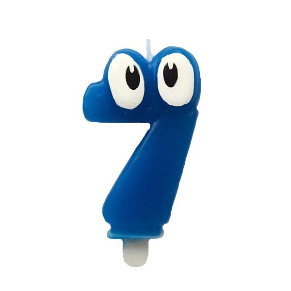 Свеча Цифра 7 Синяя С глазками 6,5см