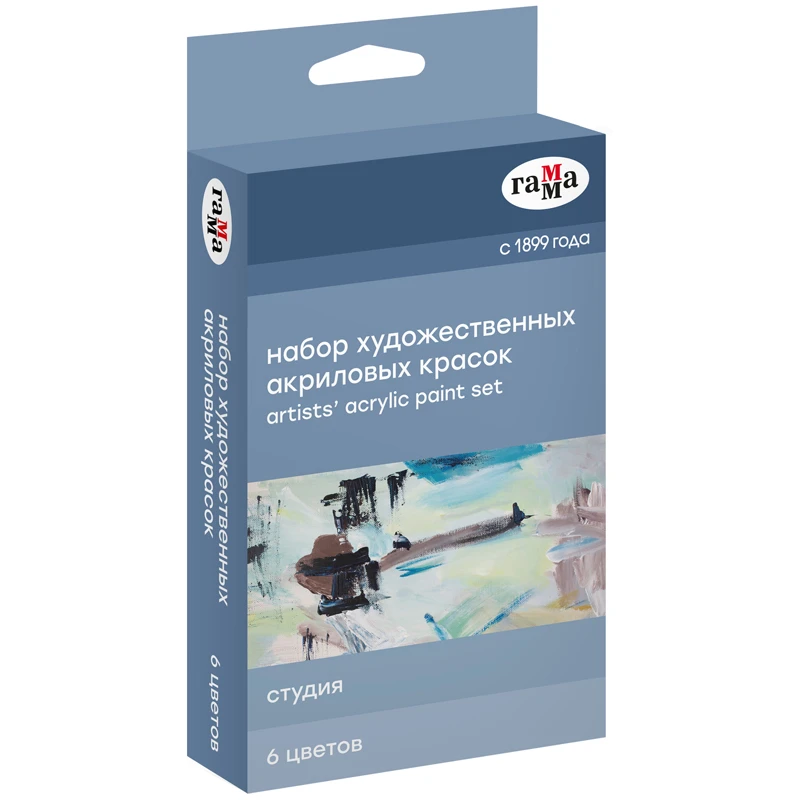 Краски акриловые Гамма "Студия", 6цв., 18мл/туба, картон.упак,