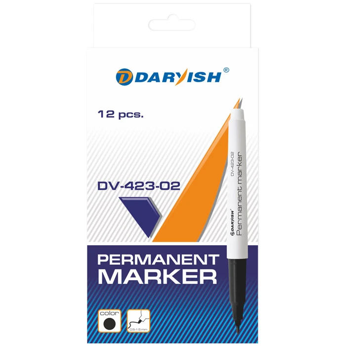 Маркер-перманент "Darvish" черный очень тонкий Маркер-перманент "Darvish" черный очень тонкий