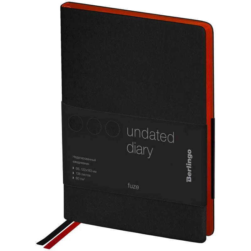Ежедневник недатированный, B6, 136л., кожзам, Berlingo "Fuze", цветной Ежедневник недатированный, B6, 136л., кожзам, Berlingo "Fuze", цветной