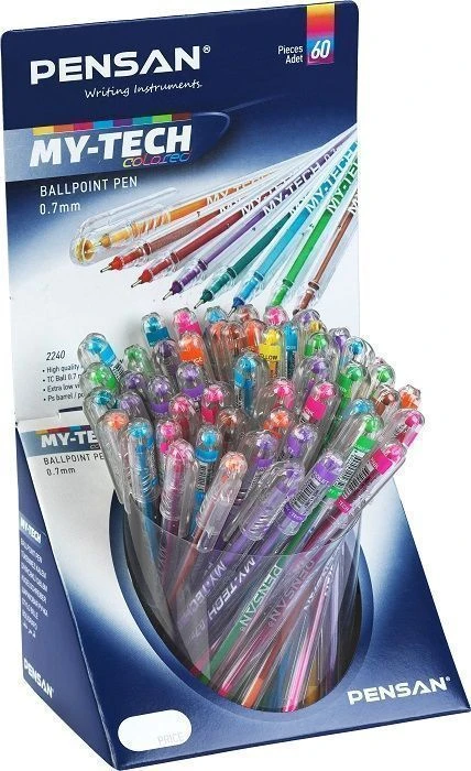 Ручка масляная PENSAN MY-TECH MIX COLORED ассорти 0,7 мм.