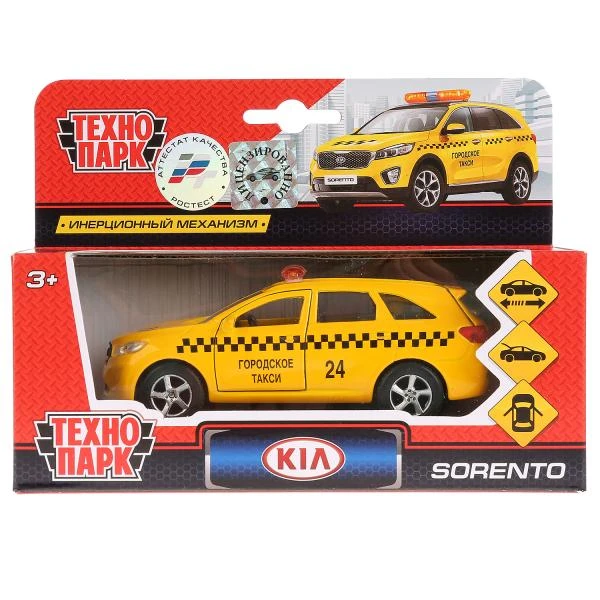 Машина металл KIA sorento prime ТАКСИ, 12 см, двери, багаж., инерция, Технопарк