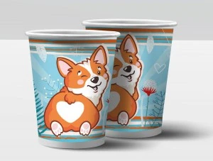 Набор бумажных стаканов Корги, в т/у пленке, 18 шт*250 мл.