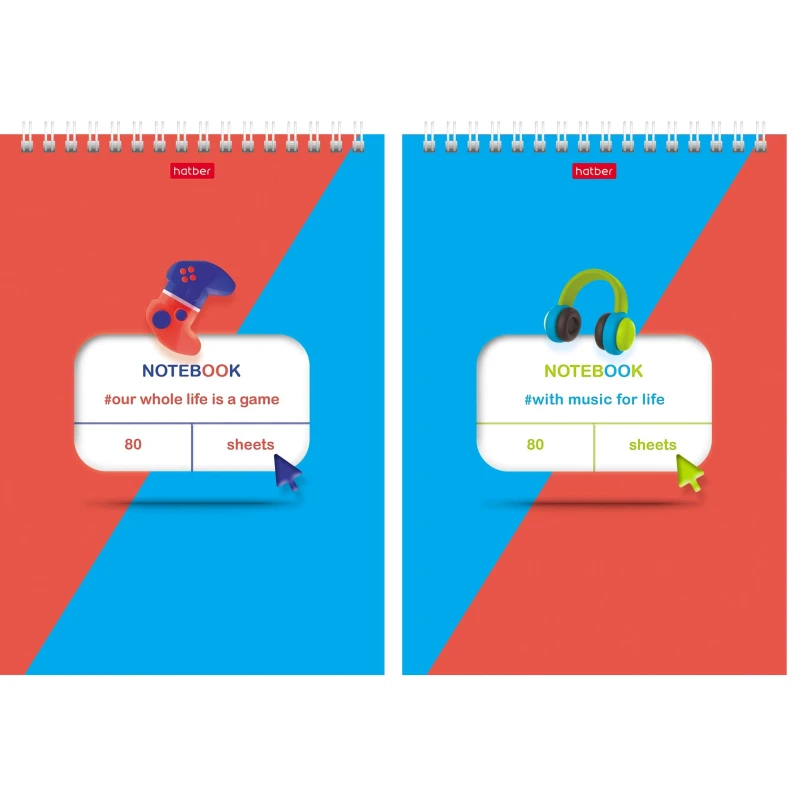 Блокнот 80л А5 клетка жесткая подложка на гребне серия Virtual box, 076919