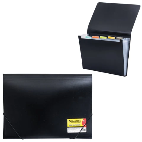 Папка на резинках BRAUBERG "Business", А4, 7 отделений, пластиковый Папка на резинках BRAUBERG "Business", А4, 7 отделений, пластиковый