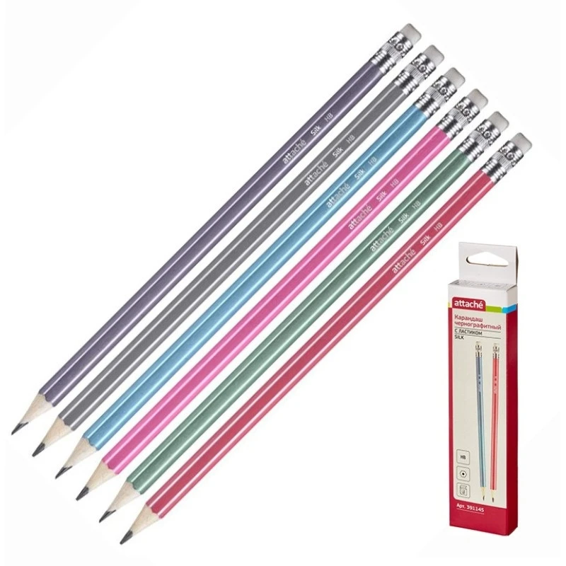 Карандаш Attache Silk, НВ, с ластиком, заточенный