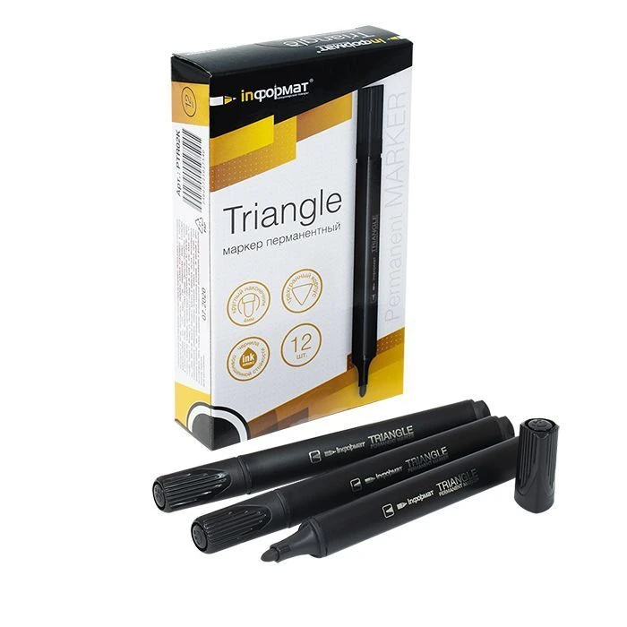 Маркер перманент. inФОРМАТ TRIANGLE 2,5 мм черный круглый: PTR02K штр.: