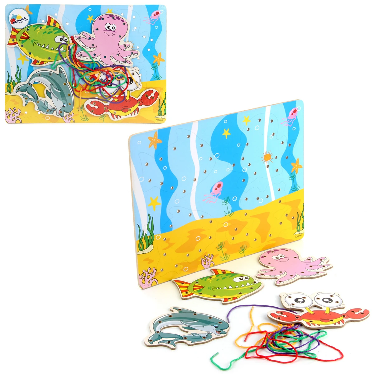 Деревянная игрушка Шнуровка "Море", 30*22см.