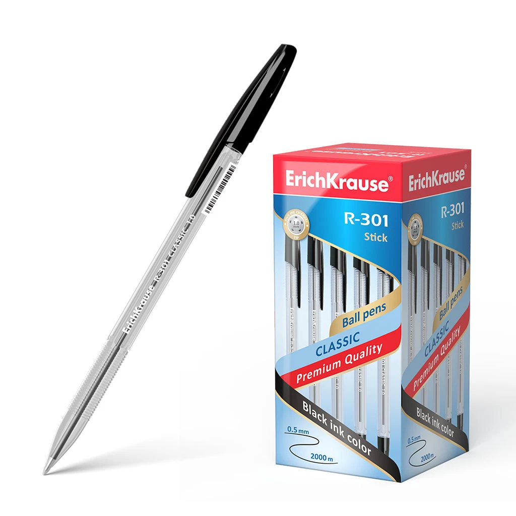 Ручка шариковая ErichKrause® R-301 Classic Stick 1.0, цвет чернил черный (в Ручка шариковая ErichKrause® R-301 Classic Stick 1.0, цвет чернил черный (в