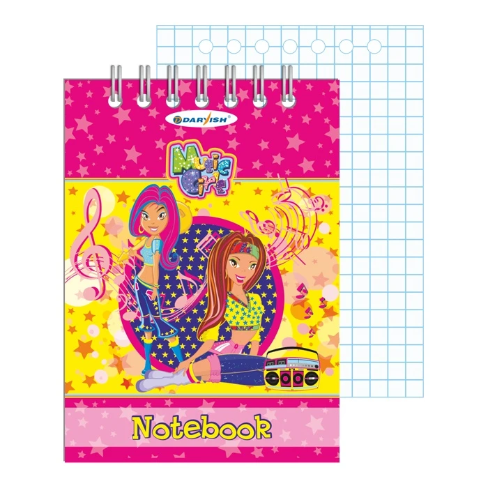 Блокнот 7*10см 60л "Музыкальные девочки" на гребне плотность 55гр/м2