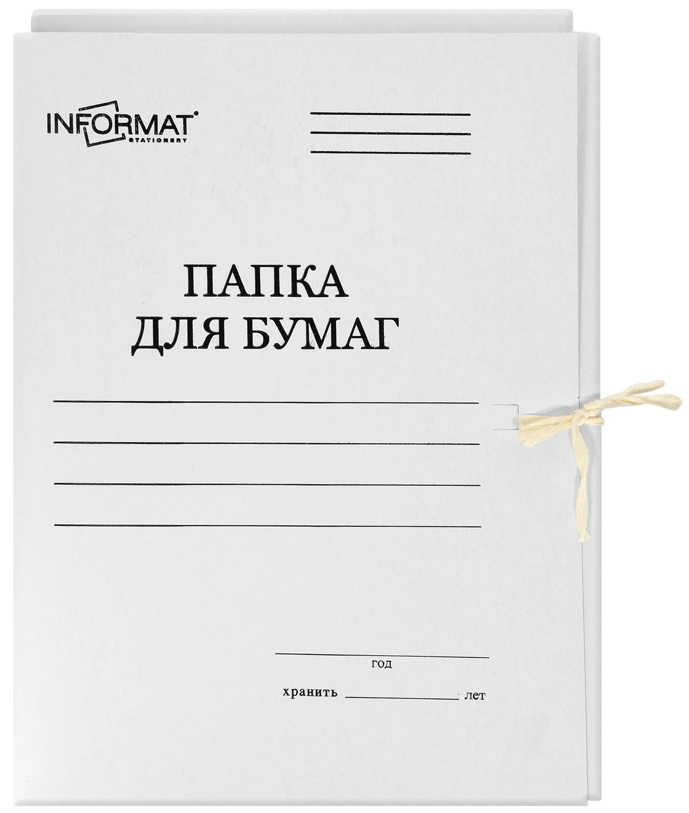 Папка с завязками INFORMAT А4 белый мелов. картон 440 г/м2 Папка с завязками INFORMAT А4 белый мелов. картон 440 г/м2
